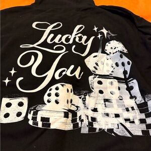 Lucky You Black Graphic Sweater - Men